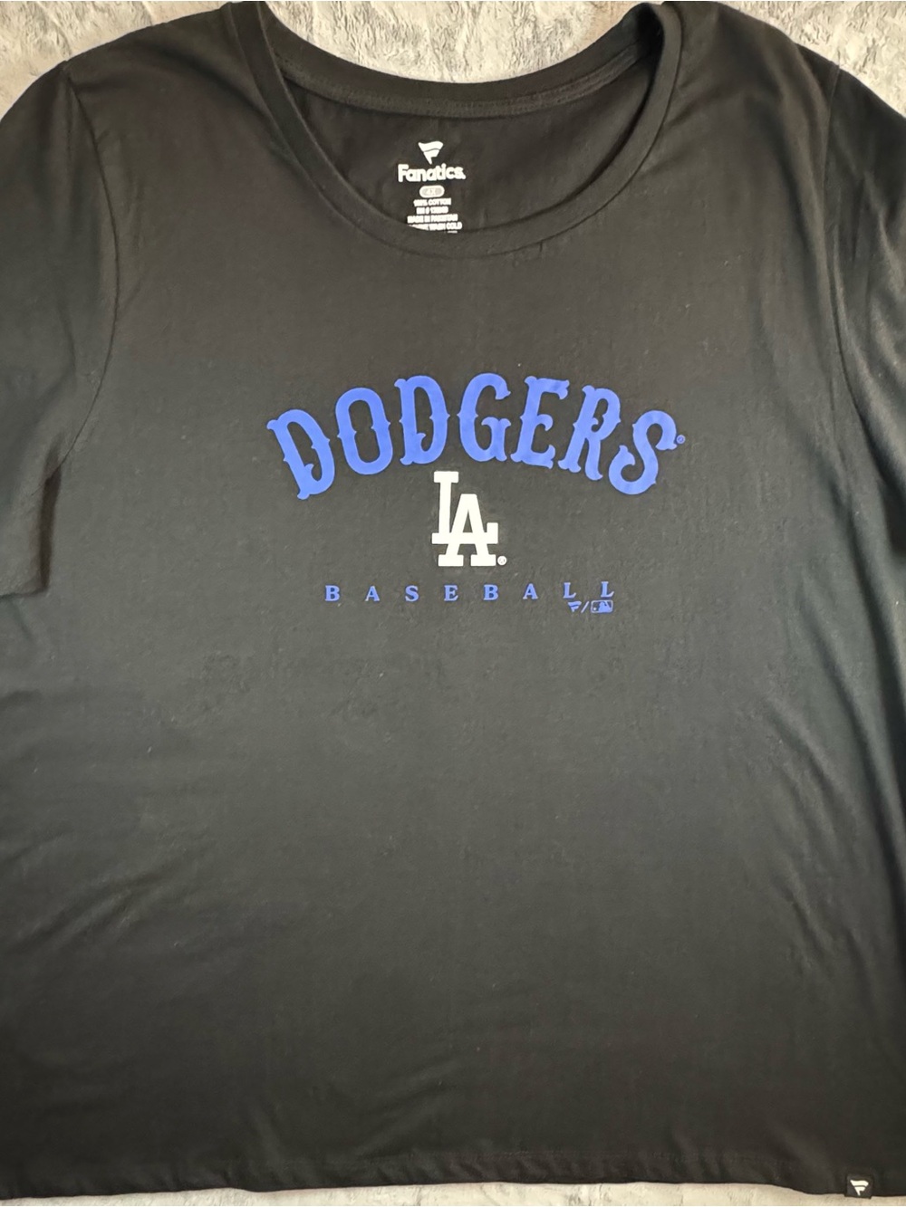 Fanatics Black Los Angeles Dodgers Tee with Blue Dodgers Script